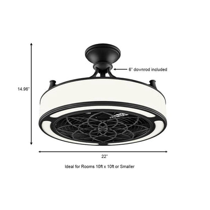 Home Decorators Collection 1005 818 915 | Windara 22 in. LED Indoor/Covered Outdoor Black Ceiling Fan