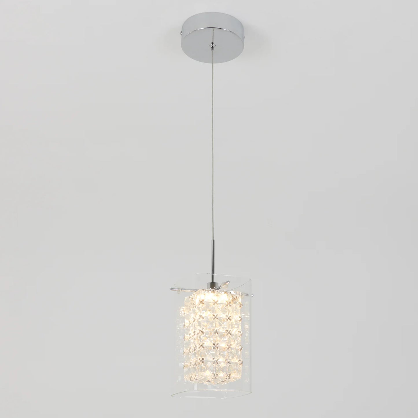 Artika PDT-1CC | Crystal Cube 1-Light LED Pendant Light in Chrome Finish