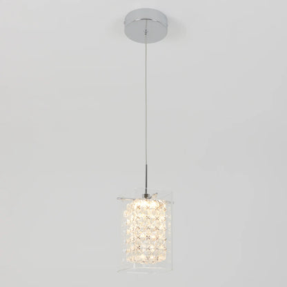 Artika PDT-1CC | Crystal Cube 1-Light LED Pendant Light in Chrome Finish