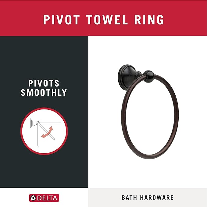 Delta 138034 | Crestfield Wall Mount Round Closed Towel Ring Bath Hardware Accessory in Venetian Bronze
