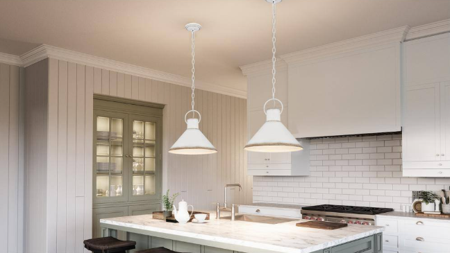 DSI Lighting 1004 106 535 | Summerfield 1-Light Antique White Pendant With Metal Shade