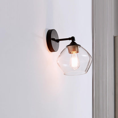 Globe Electric 058219513675 | Harrow 1-Light Matte Black Wall Sconce w/Clear Glass Shade