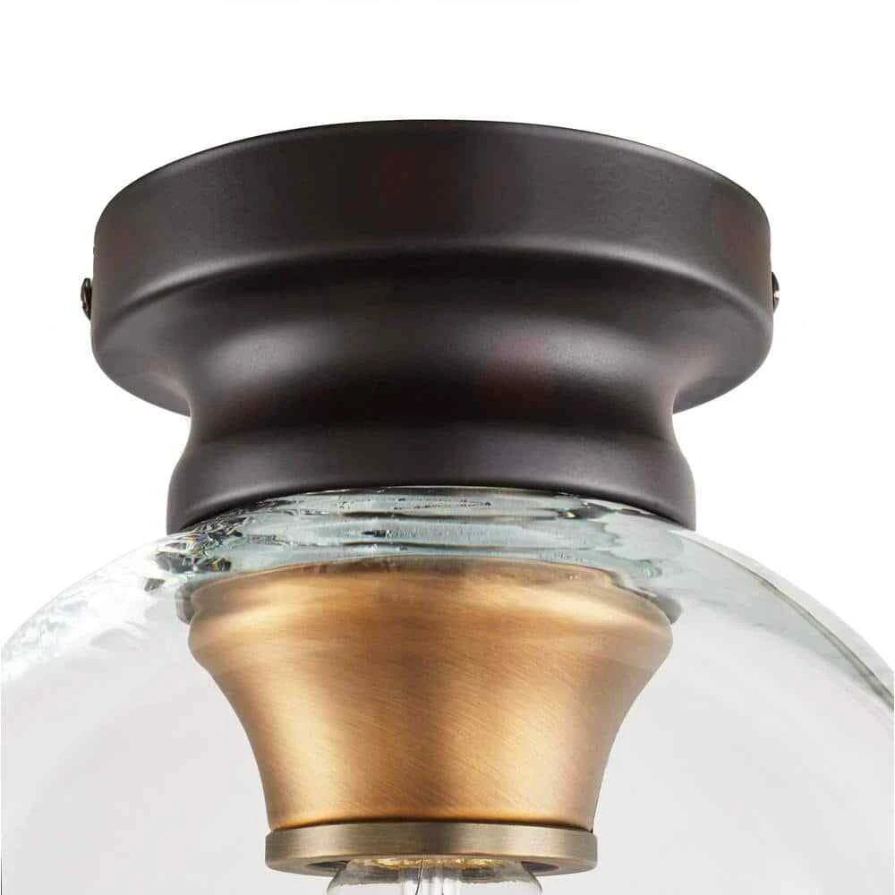 Home Decorators Collection 1003 317 533 | Evelyn 8 in. 1-Light Modern Industrial Bronze Flush Mount Ceiling Light with Clear Glass Shade