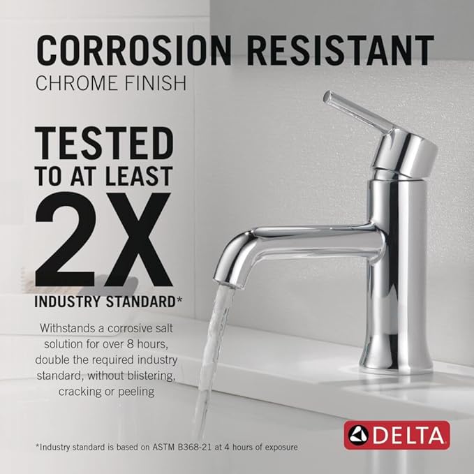 Delta 559LF-MPU | Single Hole Bathroom Faucet with Metal Push Pop-Up Drain Assembly