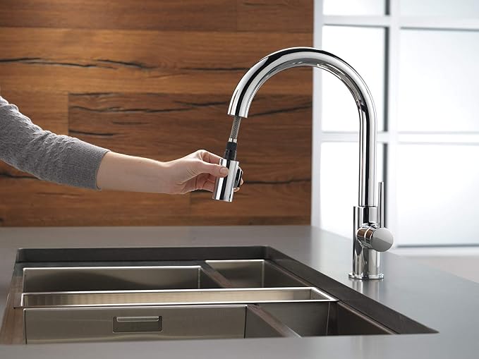 Delta 9159-LS-DST | Trinsic 1.8 GPM Single Hole Pull Down Kitchen Faucet with Limited Swivel