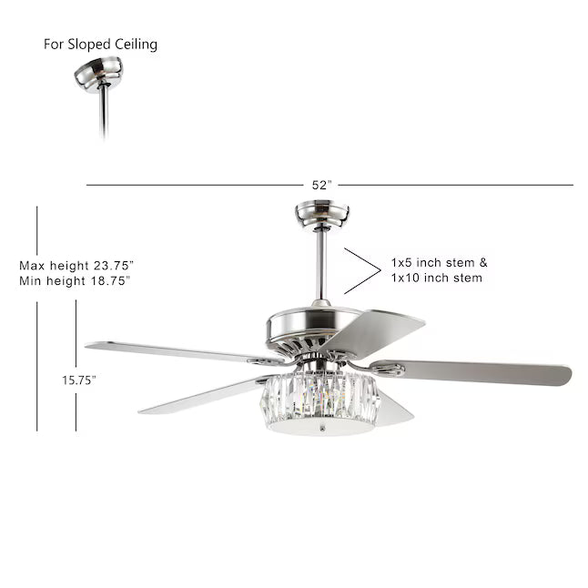 JONATHAN Y Lighting JYL9706A | Mandy 52" 5 Blade LED Indoor Ceiling Fan with Remote Control
