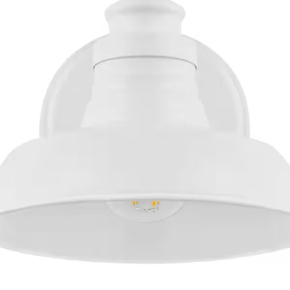 Hampton Bay 1006 330 588 | Elmcroft 7.63 in. 1-Light Designer White Farmhouse Wall Sconce with Metal Shade