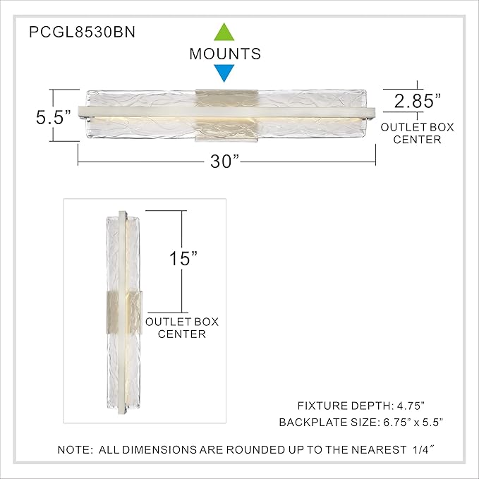 Quoizel PCGL8530BN | Glacial 1 Light 30" Bathroom Vanity Light