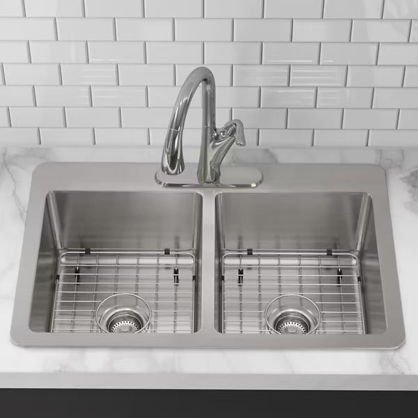 Elkay 1003-344-884 | Crosstown 33" Undermount Double Basin Stainless Steel Kitchen Sink with Basin Rack