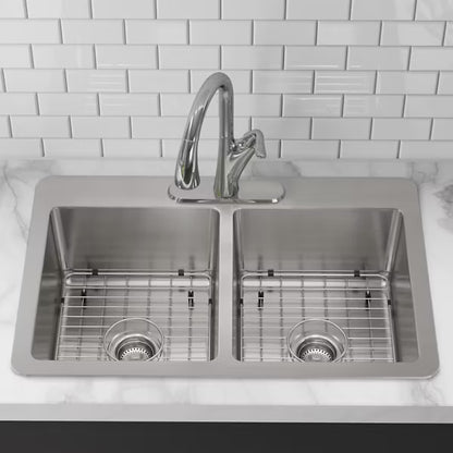 Elkay 1003-344-884 | Crosstown 33" Undermount Double Basin Stainless Steel Kitchen Sink with Basin Rack