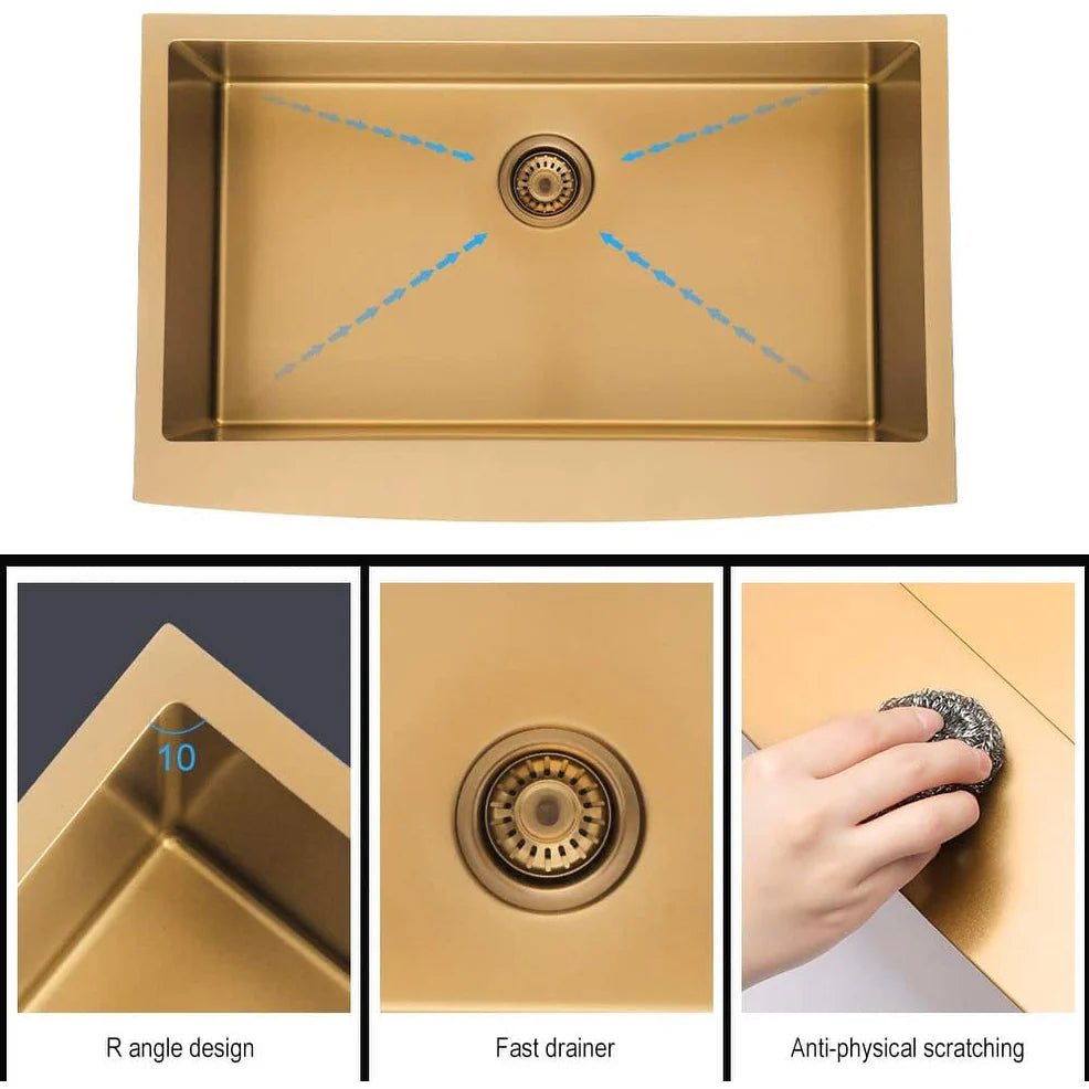 30" x 21" x 10" Gold Kitchen Sink | AF3021G