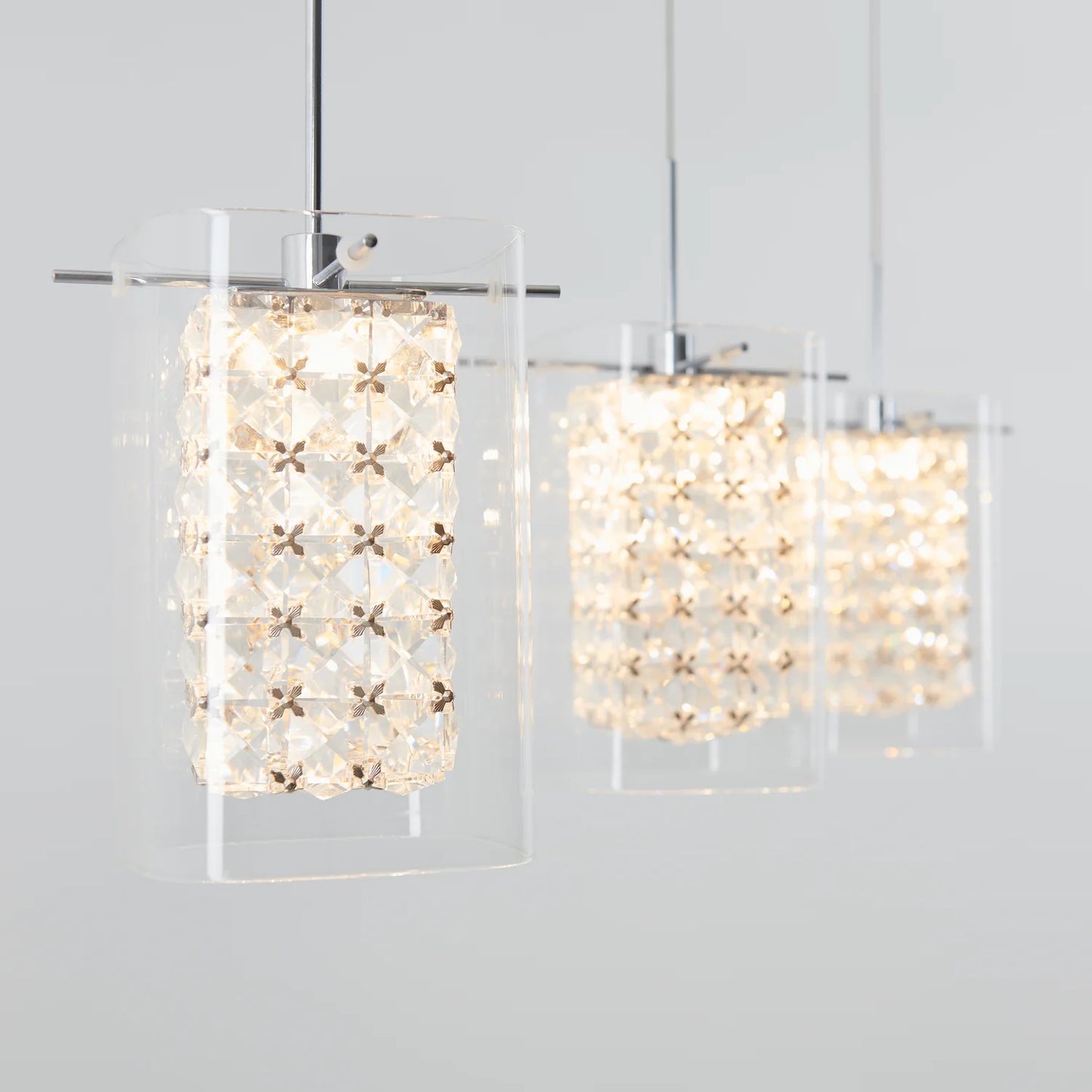 Artika PDT-3CC | Crystal Cube 3-Light LED Pendant Light in Chrome Finish