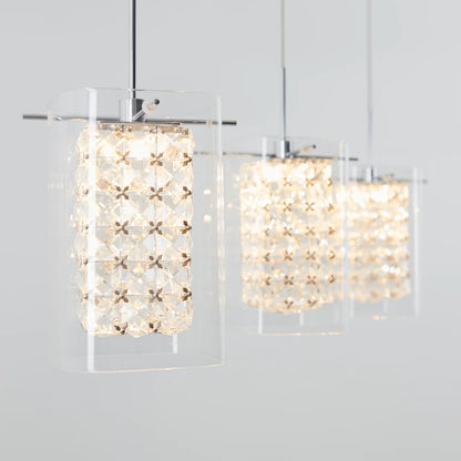 Artika PDT-3CC | Crystal Cube 3-Light LED Pendant Light in Chrome Finish
