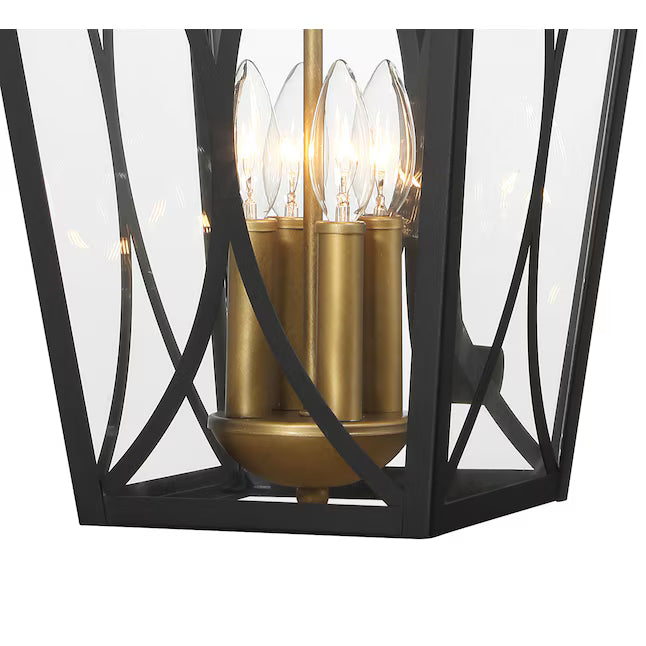 The Great Outdoors 73359-757 | Cardigan 4 -Light 30" Tall Outdoor Wall Light in Sand Black