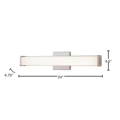 Hampton Bay 1006 423 753 | Astrid 24 in. Brushed Nickel 5-CCT LED Bathroom Vanity Light Bar with Frosted Glass