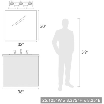 Golden Lighting 3118-BA3 BLK-SD | Hines 3 Light 25 inch Matte Black Bath Vanity Wall Light in Seeded Glass