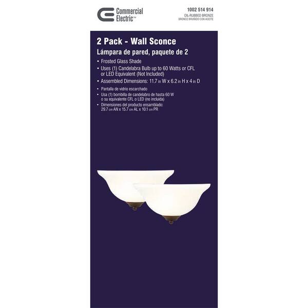 Commercial Electric 1002 514 914 | 1-Light Oil Rubbed Bronze Wall Sconce (2-Pack)