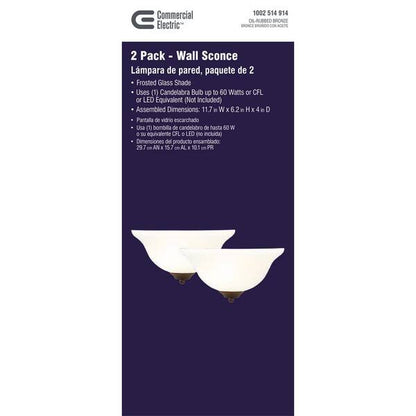 Commercial Electric 1002 514 914 | 1-Light Oil Rubbed Bronze Wall Sconce (2-Pack)
