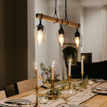 LNC A04186 | Zovira 3-Light Wood Island Light