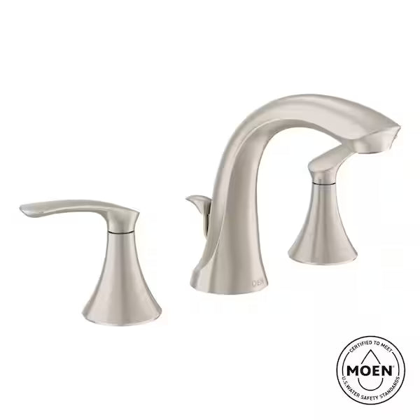Moen WS84551SRN | Darcy 8 in. Widespread 2-Handle High-Arc Bathroom Faucet in Spot Resist Brushed Nickel