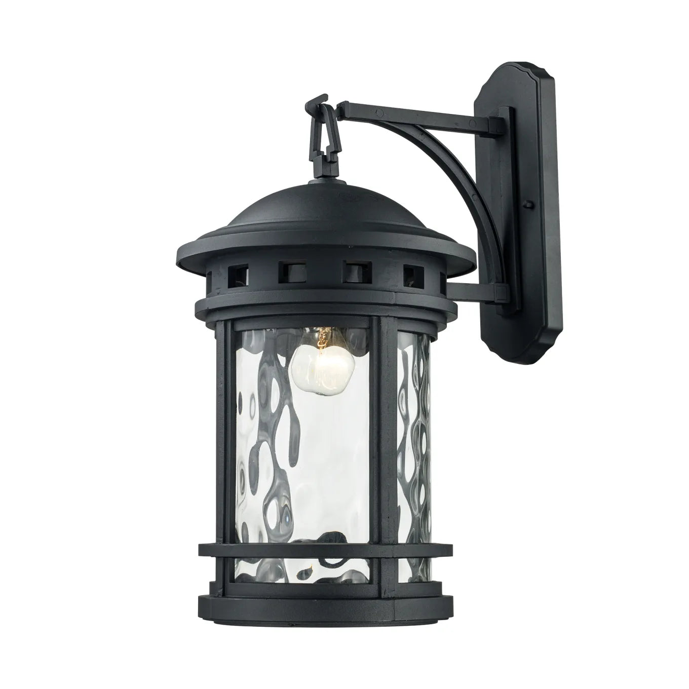 Trans Globe 40372BK | Boardwalk Single Light 20" Tall Outdoor Wall Sconce with Water Glass Shade