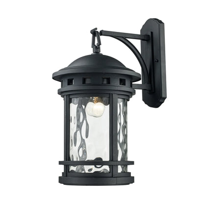 Trans Globe 40372BK | Boardwalk Single Light 20" Tall Outdoor Wall Sconce with Water Glass Shade