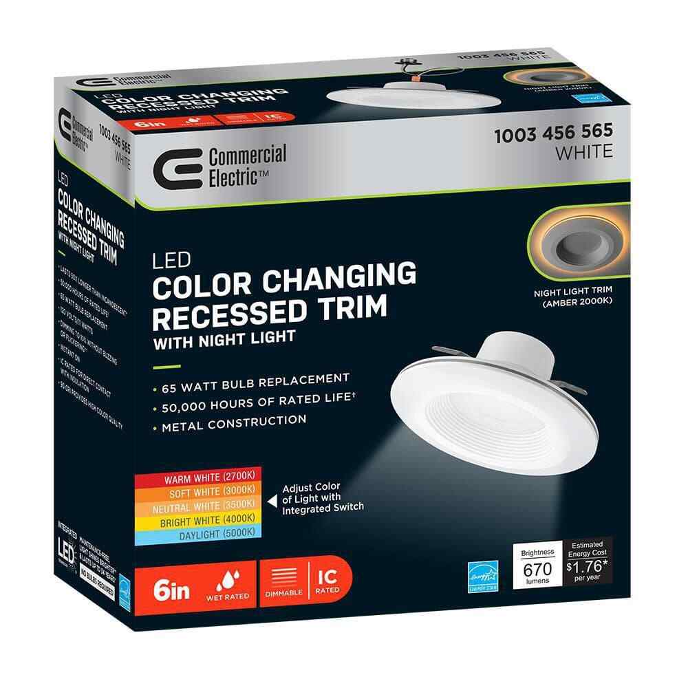 Commercial Electric 1003 456 565 | 6 in. Adjustable CCT Retrofit Integrated LED Recessed Downlight Trim with Night Light