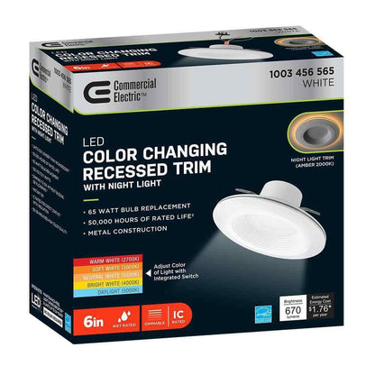 Commercial Electric 1003 456 565 | 6 in. Adjustable CCT Retrofit Integrated LED Recessed Downlight Trim with Night Light