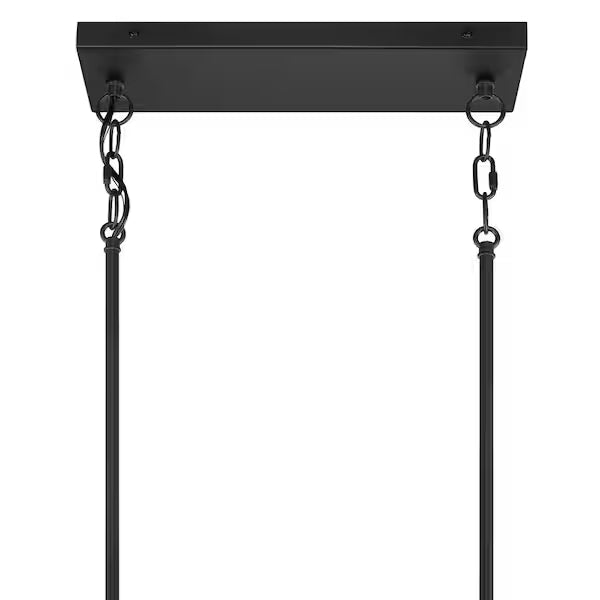 Home Decorators Collection | Sarolta Sands 6-Light Black Kitchen Island Pendant Light Fixture with Linear Metal Shade