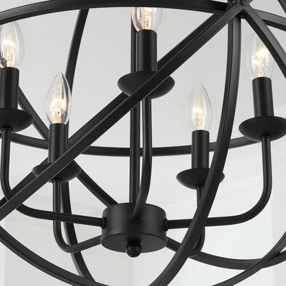 Home Decorators Collection 1004 161 095 | Sarolta Sands 5-Light Black Chandelier Light Fixture with Caged Globe Metal Shade