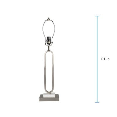 allen + roth 1233110 | 21-in Brushed Steel with White Marble Accents Plug-In Metal Lamp Base