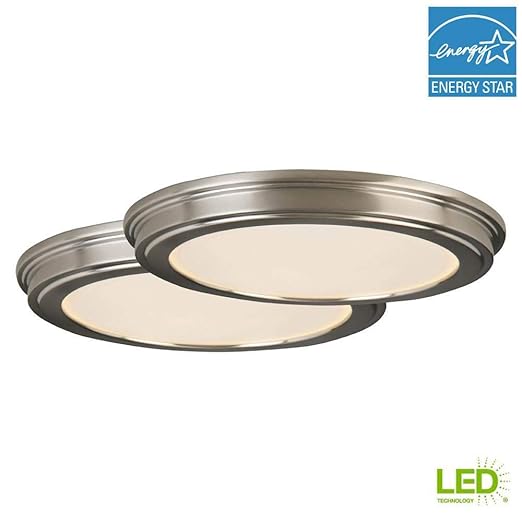 Commercial Electric 1003 334 178 | (2-Pack) 13 in. Brushed Nickel Color Changing LED Ceiling Flush Mount