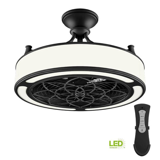Home Decorators Collection 1005 818 915 | Windara 22 in. LED Indoor/Covered Outdoor Black Ceiling Fan