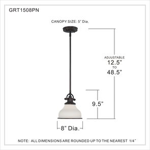Quoizel GRT1508PN | Grant 1 Light 8 inch Palladian Bronze Mini Pendant Ceiling Light in Palladian Bronze
