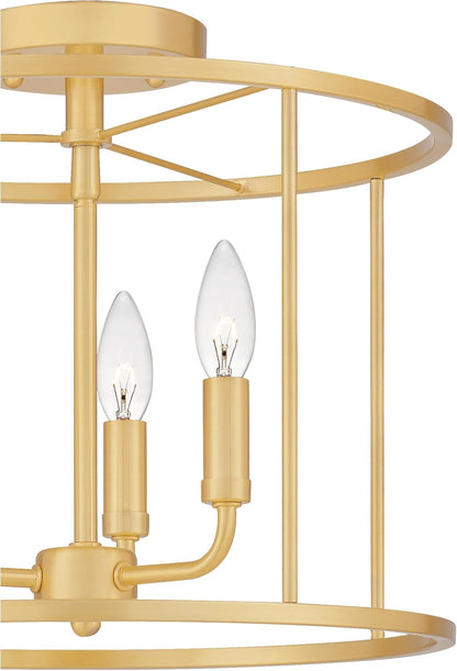 Quoizel ABR1714AB1 | Abner 3-Light Aged Brass Semi-Flush Mount Light