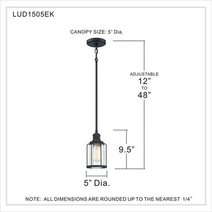 Quoizel LUD1505EK | Ludlow 1 Light 5 inch Earth Black Mini Pendant Ceiling Light