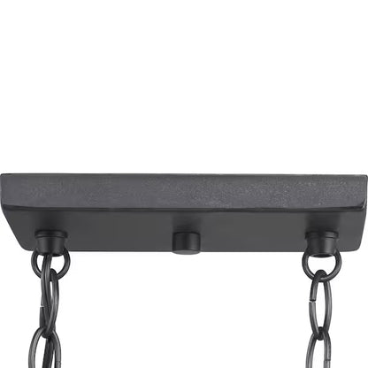 Progress Lighting 1002 910 734 | Hartwell 34 in. 6-Light Graphite Farmhouse Island Chandelier with Antique Nickel Accents and Clear Seeded Glass