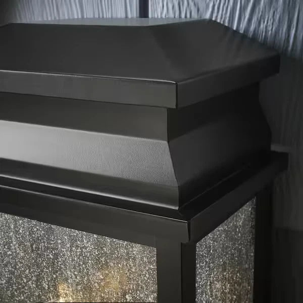 Home Decorators Collection 1007 199 827 | Sirrine 17.25 in. 2-Light Black Outdoor Wall Light Fixture Sconce with Clear Seeded Glass
