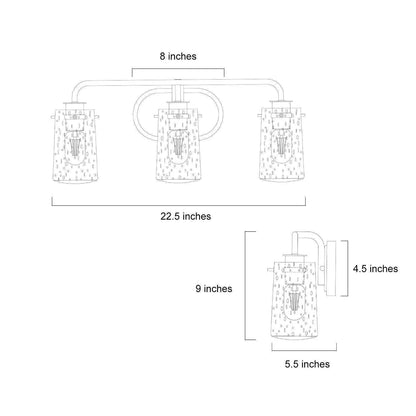 LNC Home A03568 | Tethysia 3-Light Gold Vanity Light