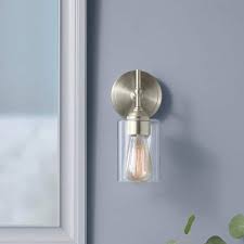 Home Decorators Collection 1006 447 733 | Ayelen 1-Light Brushed Nickel Indoor Wall Sconce, Modern Wall Light