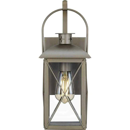 Progress Lighting P560145-173 | Woodcliff 1-Light 15 in. Weathered Brass Outdoor Wall Lantern with Clear Glass