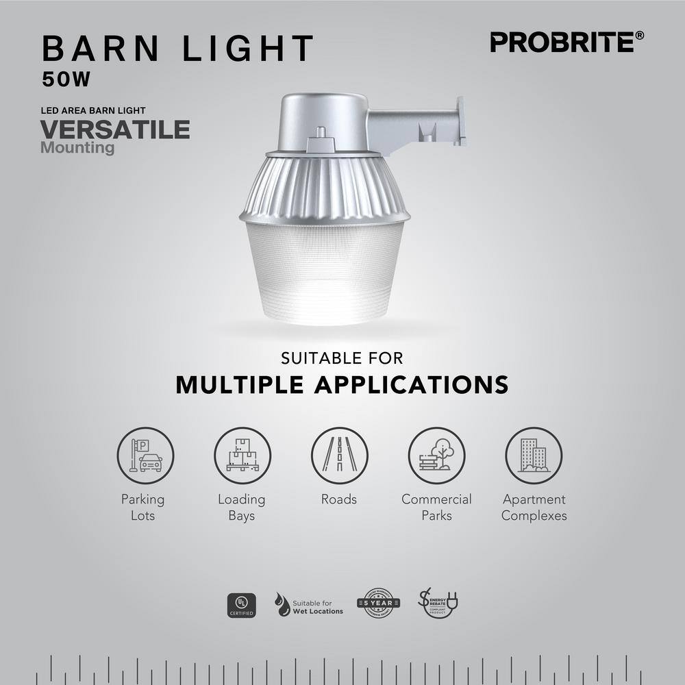 Probrite LED50-PC-GR | 50W High-Performance Standard LED Bulb Gray Outdoor Dusk to Dawn Area and Flood Light