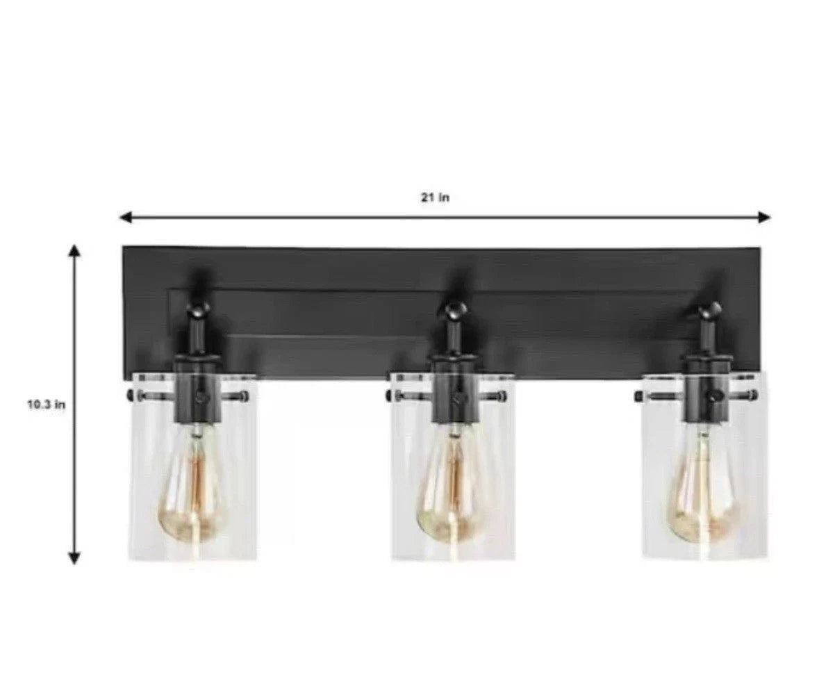 Hampton Bay 1004 335 702 | Regan 21 in. 3-Light Espresso Bronze Vanity Light with Clear Glass Shades
