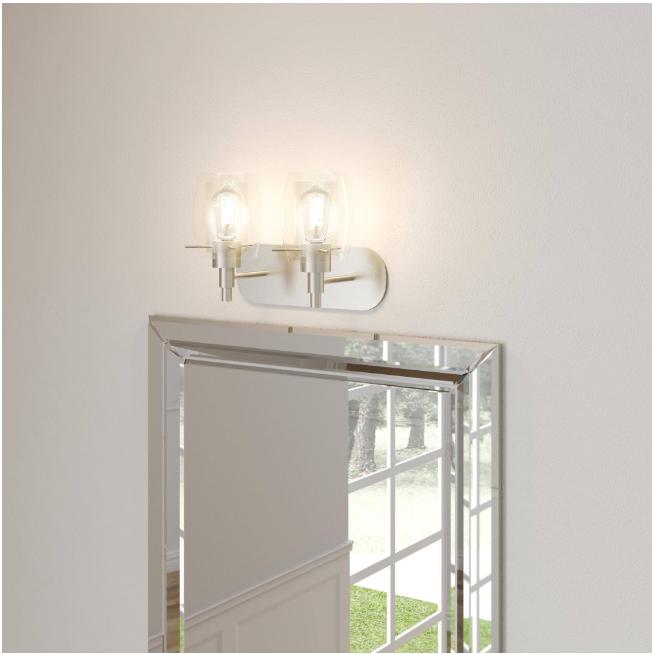 Hampton Bay 1001 300 048 | Lettie 2-Light Brushed Nickel Vanity Light