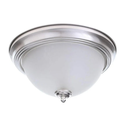 Commercial Electric 701704 | 13 in. 2-Light Brushed Nickel Flush Mount with Frosted Glass Shade (2-Pack)