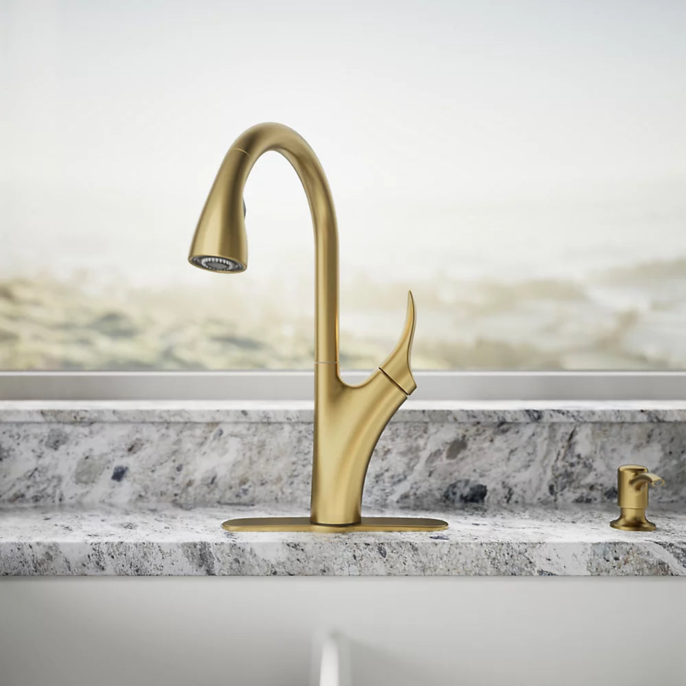 Kohler 1PREC26448-SD-2MB-AA | Transitional Pull Down Kitchen Faucet 1PREC26448-SD-2MB-AA Brushed Gold