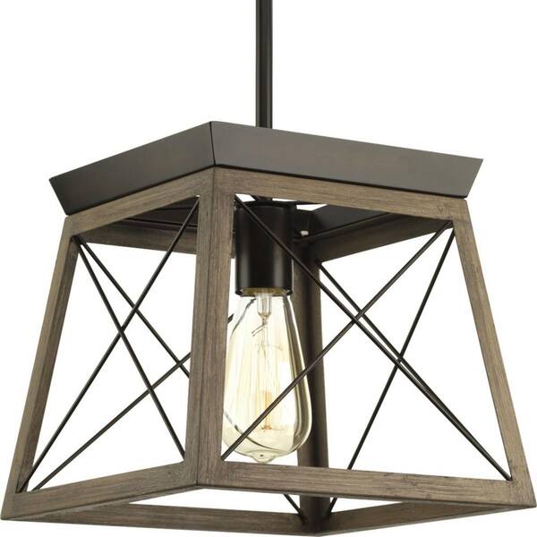 Progress Lighting P50041-020 | Briarwood Collection 1-Light Antique Bronze Kitchen Farmhouse Mini-Pendant Hanging Light