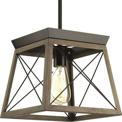 Progress Lighting P50041-020 | Briarwood Collection 1-Light Antique Bronze Kitchen Farmhouse Mini-Pendant Hanging Light