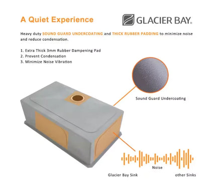 Glacier Bay 1004094255 | Zero Radius 27 in. Undermount Single Bowl 18 Gauge Stainless Steel Kitchen Sink with Accessories