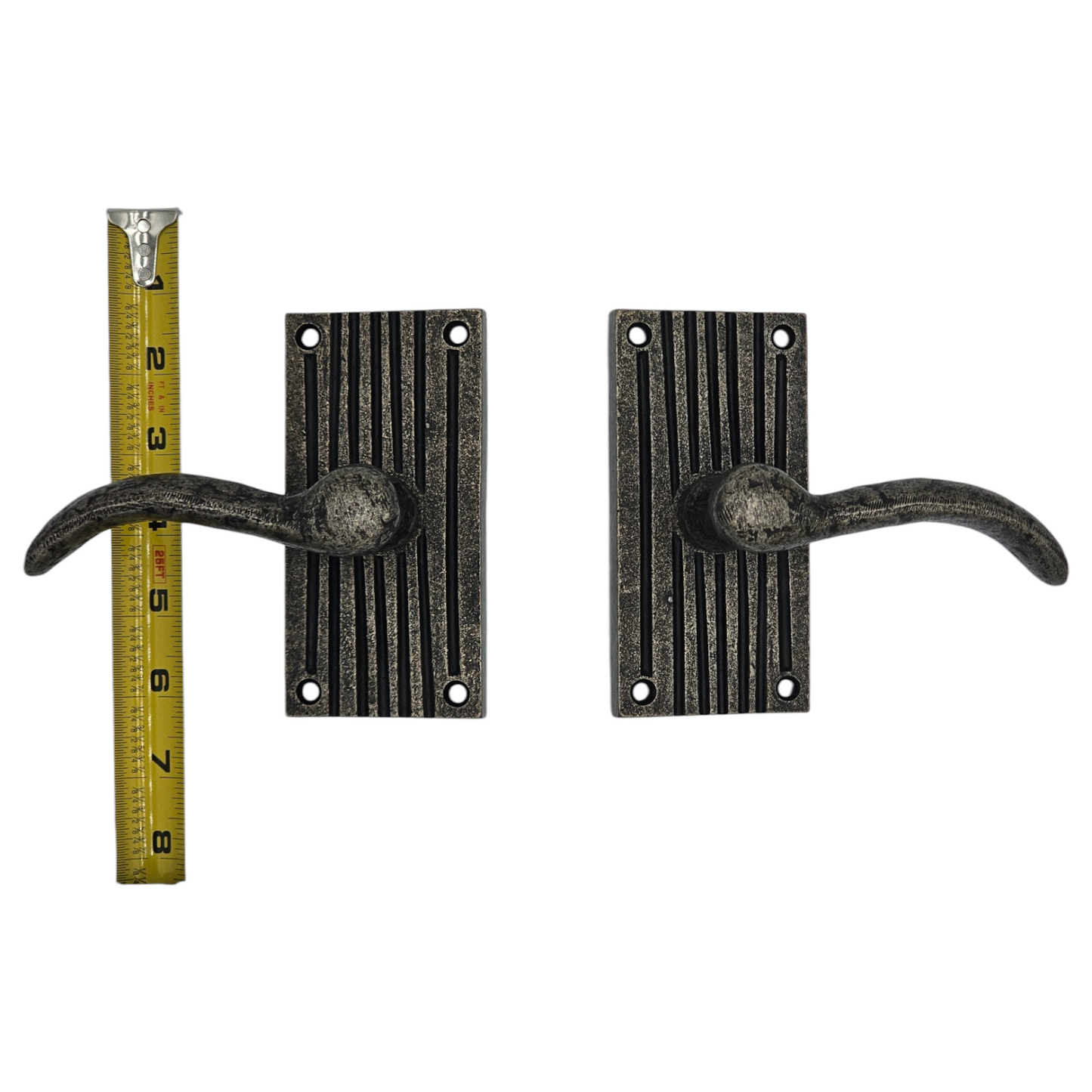 Signature Hardware Corded-Bronze Passage Interior Door Set - Lever Handle 2-3/8" Backset - Left Hand - Antique Pewter